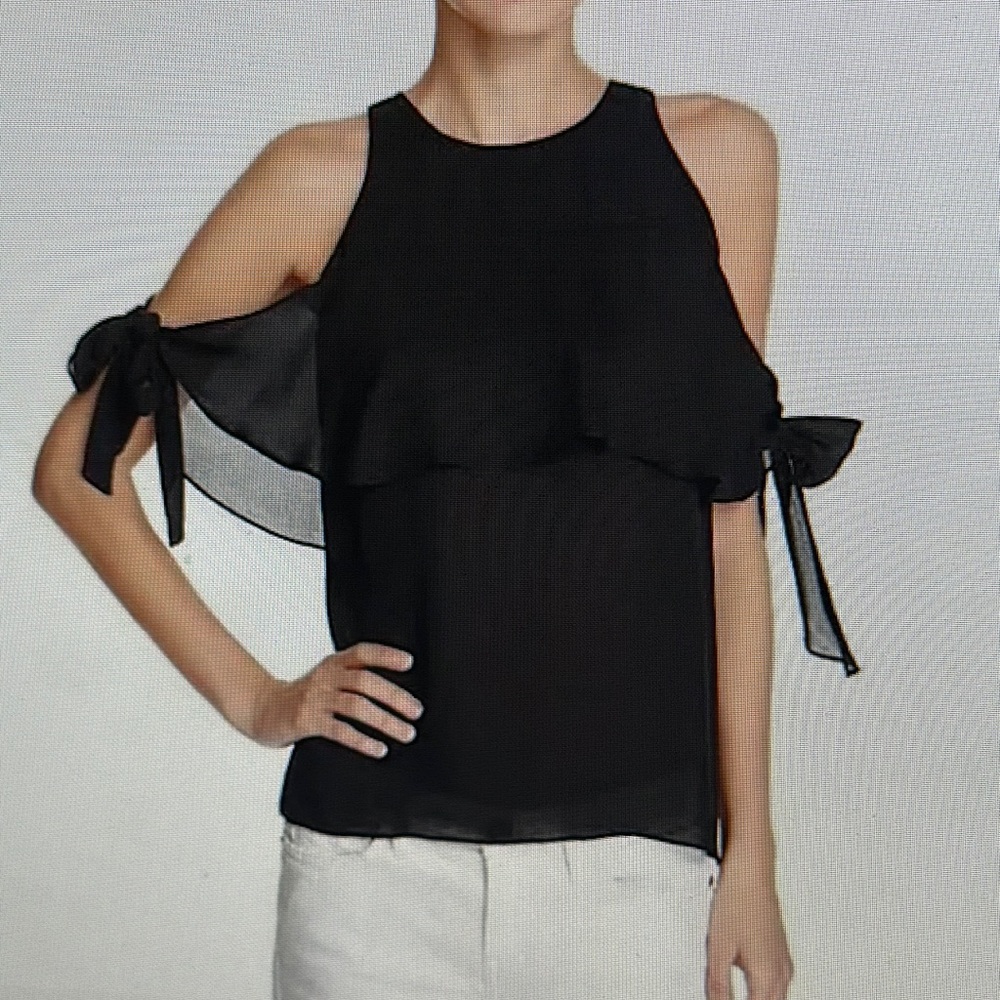 RAMY BROOK NWOT PENELOPE SILK KNOTTED COLD SHOULDER TOP